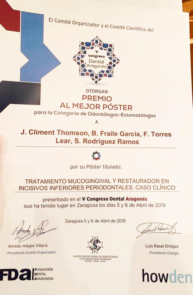 Premio al mejor Póster para el Dr. Javier Climent